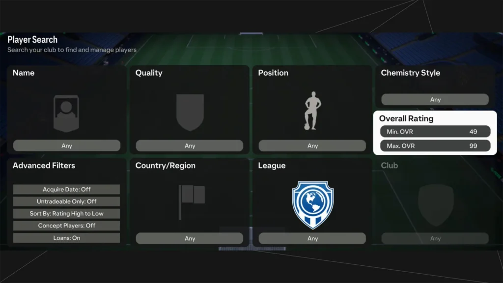 FC 25 Title Update 9 New OVR Search Filter In Football Ultimate Team