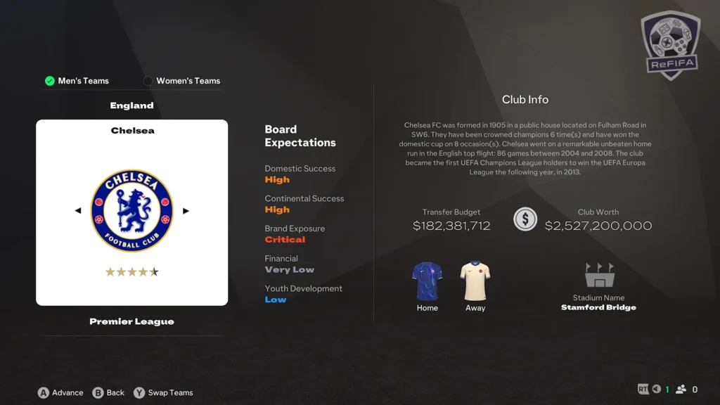 EA FC 25 Chelsea in Career Mode