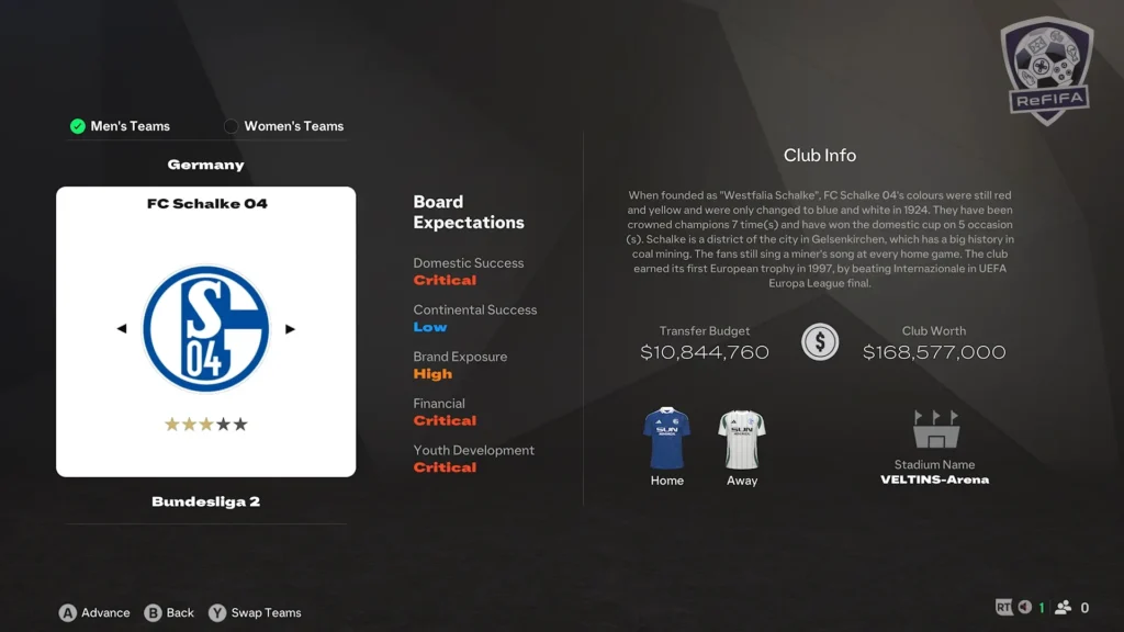 EA FC 25 FC Schalke 04 in Career Mode