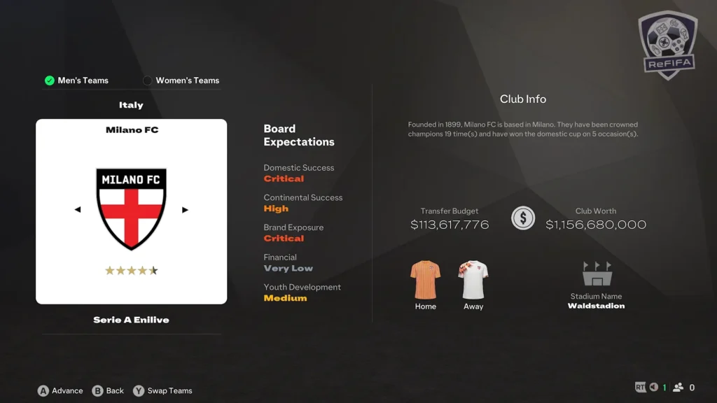 EA FC 25 Milan in Career Mode