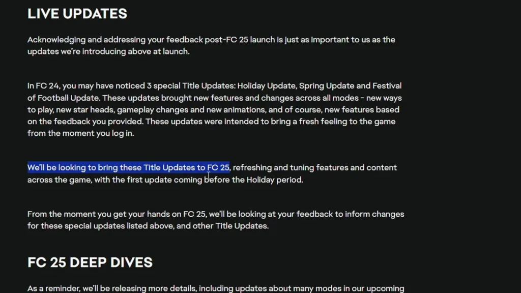 EA FC 25 Title Updates
