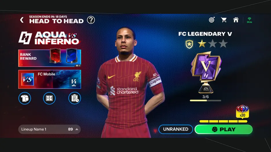 EA SPORTS FC Mobile Division Rivals Main Menu