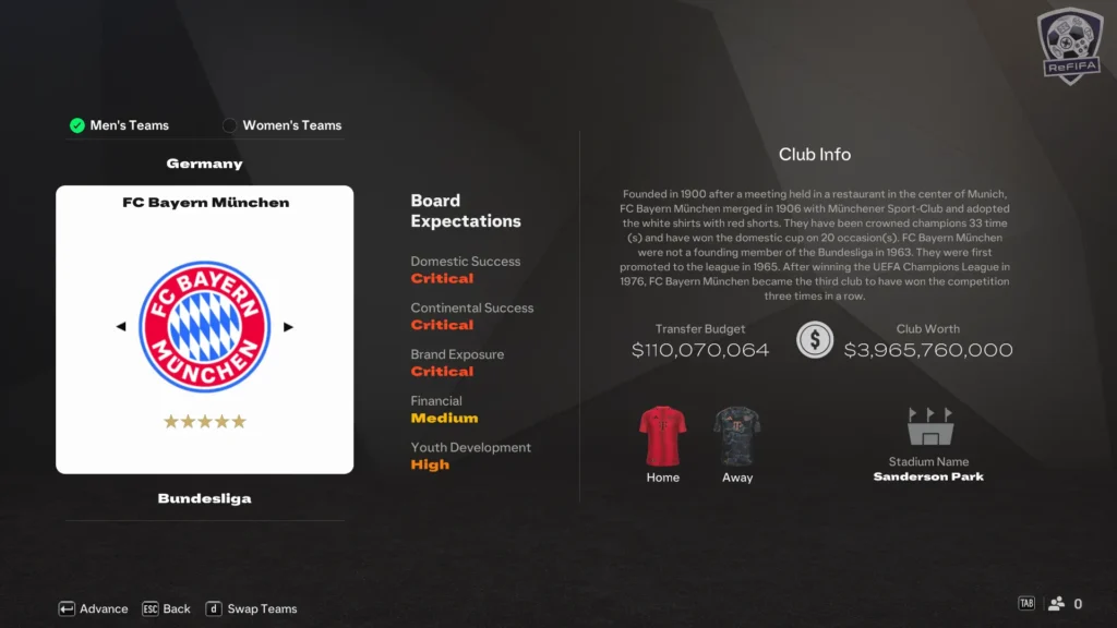 EA FC 25 Career Mode Bayern München