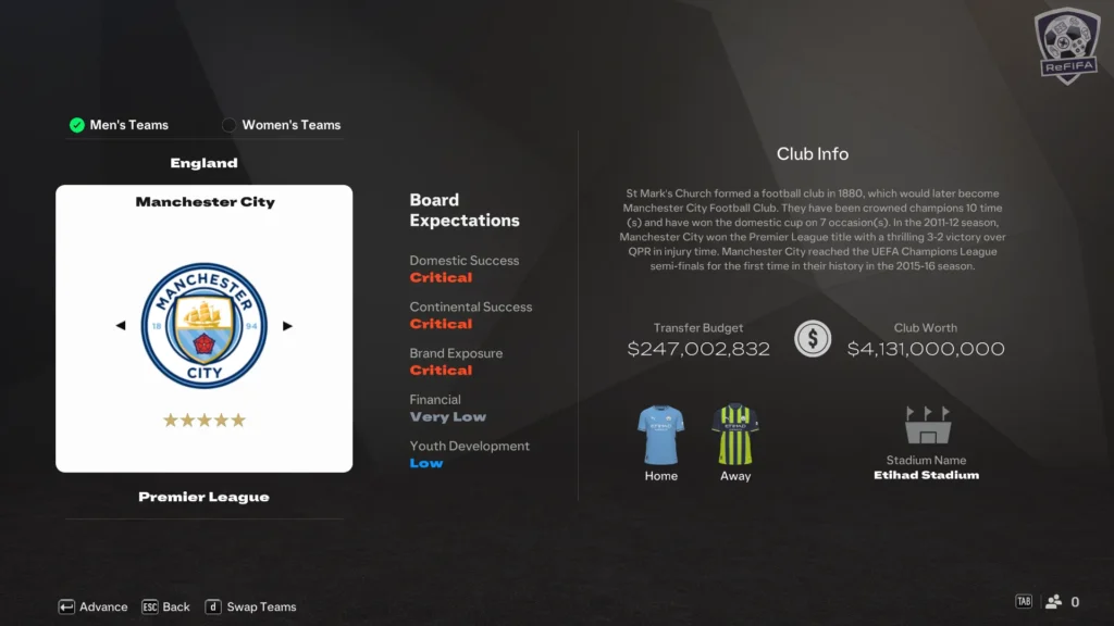 EA FC 25 Career Mode Manchester City