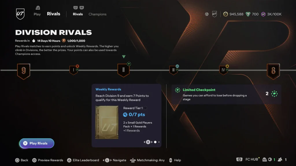 EA FC 26 Football Ultimate Team Rivals Limited Checkpoints