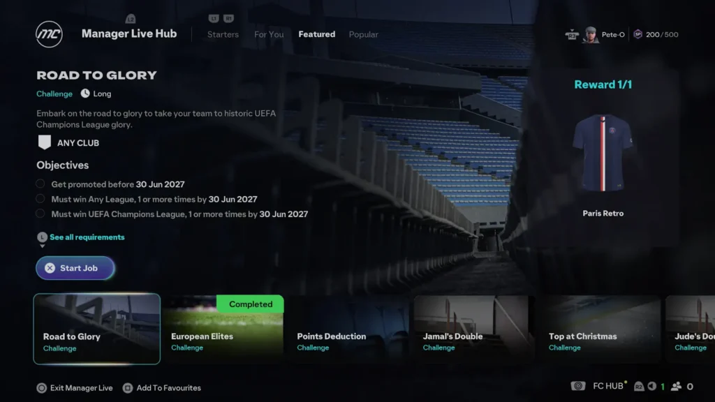 EA FC 26 Manager Live Career Objectives