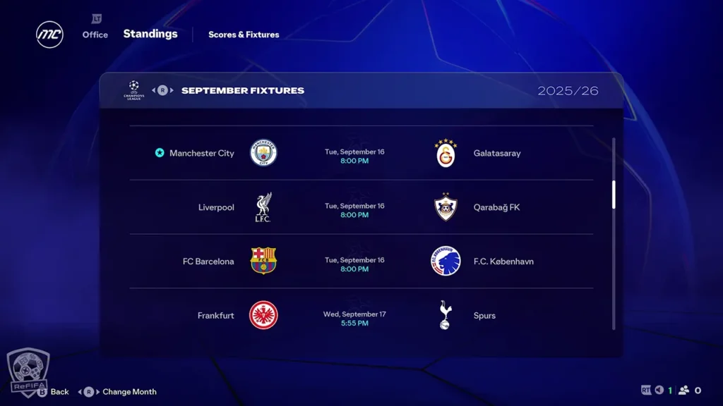 EA FC 26 Bug UEFA Champions League Schedule
