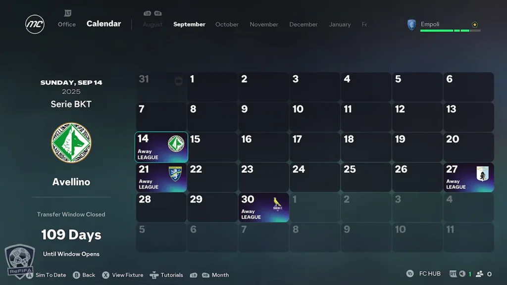 EA FC 26 Bugs Serie B Schedule