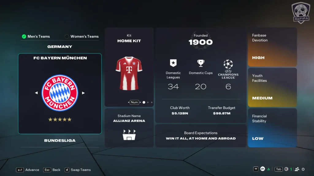 EA FC 26 FC Bayern München in Career Mode