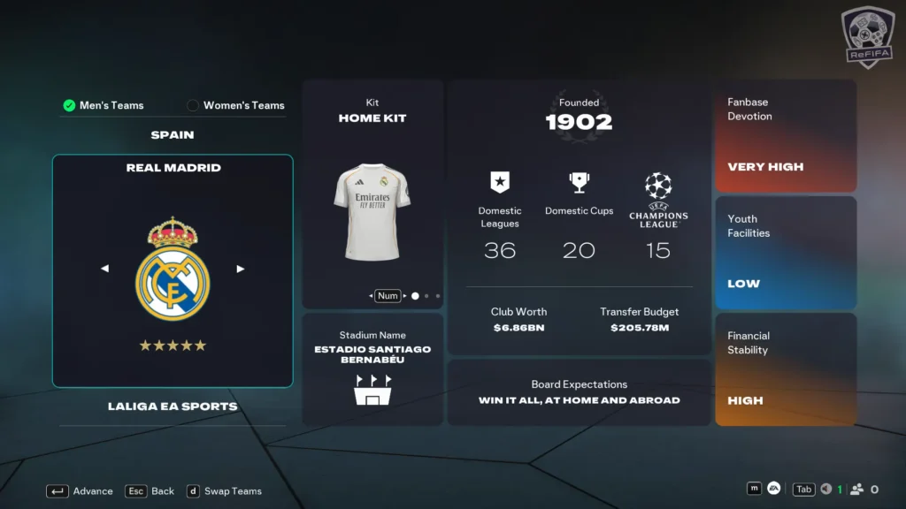 EA FC 26 Real Madrid in Career Mode