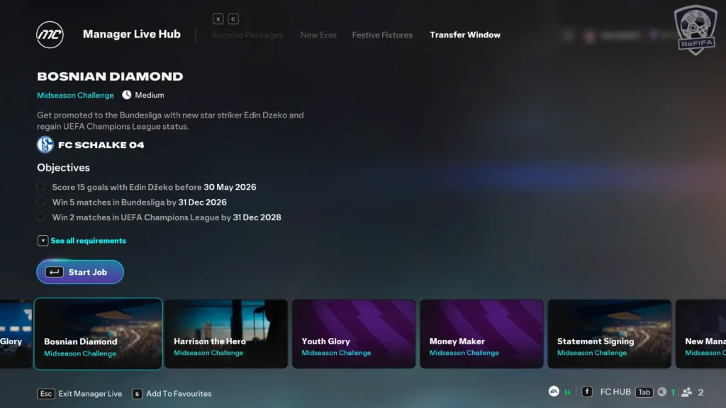 EA FC 26 Career Mode Bosnian Diamond Challenge