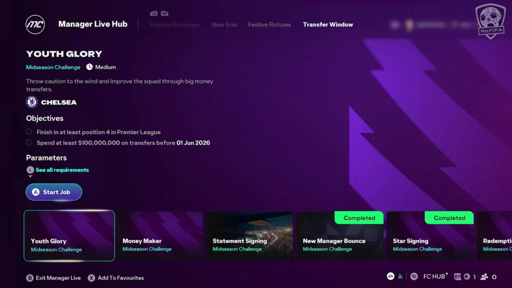 EA FC 26 Career Mode Manager Live YOUTH GLORY Challenge