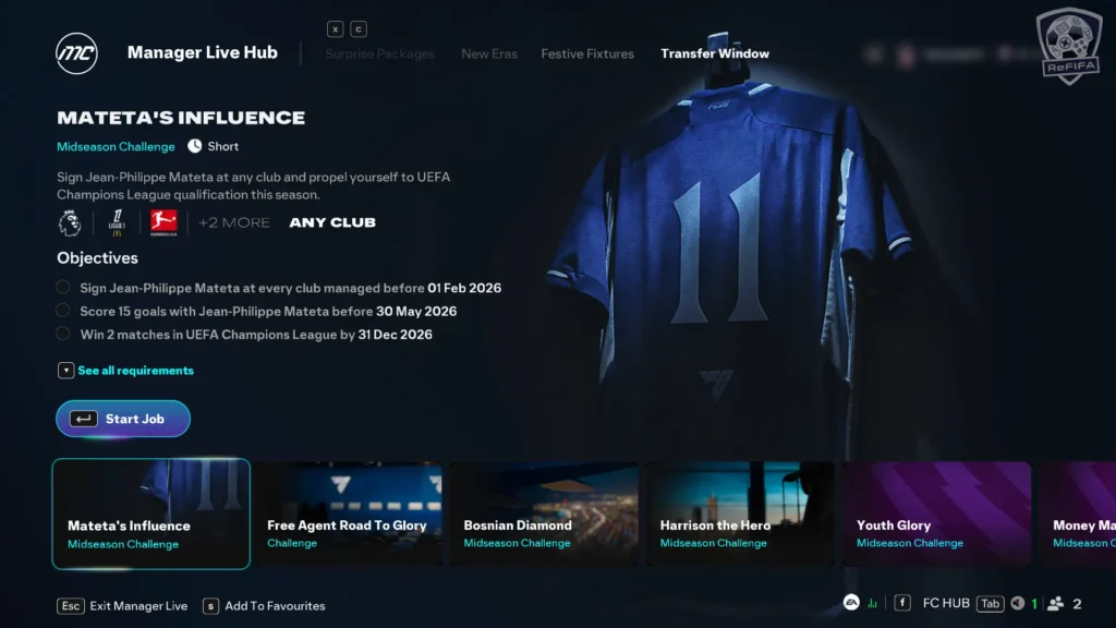 EA FC 26 Career Mode Mateta’s Influence Challenge